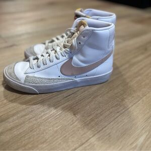Nike Women's Blazer High-Top Sneakers - White and Light Pink